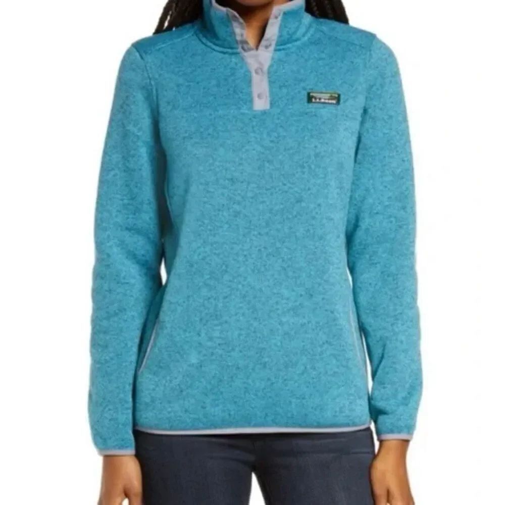 L.L. Bean snap neck fleece pullover size MP green
